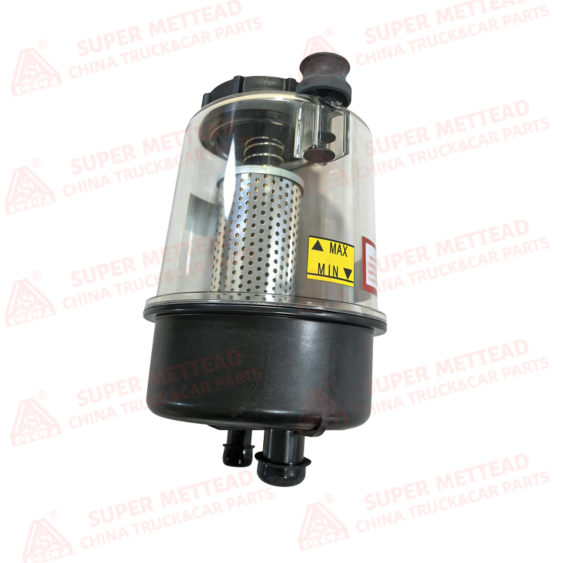 Plastic Transparent Steering Oil Tank (2L) 712W47301-0133 (1) Plastic Transparent Steering Oil Tank (2L) 712W47301-0133 Sinotruk Sitrak - Image 1