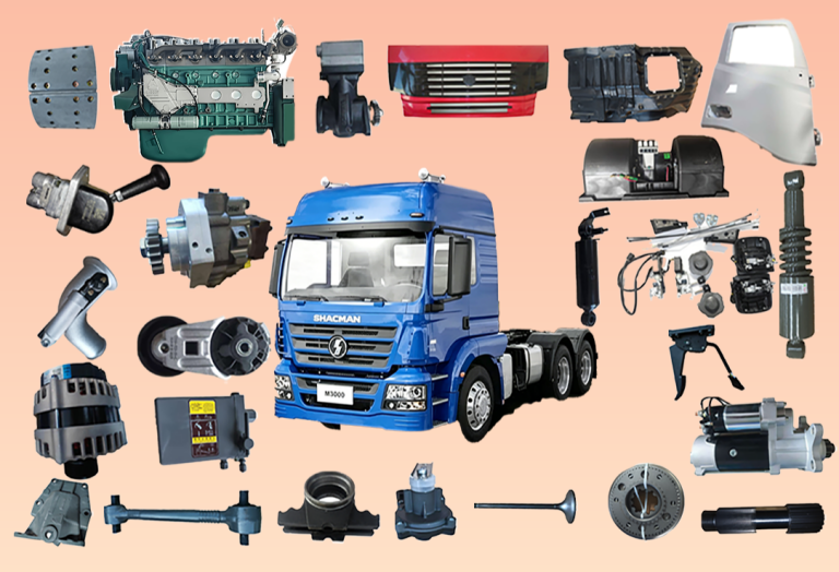 Organized shelves of International truck engine parts