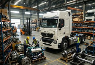 SINOTRUK HOWO truck spare parts warehouse with engine gearbox and chassis components for export wholesale