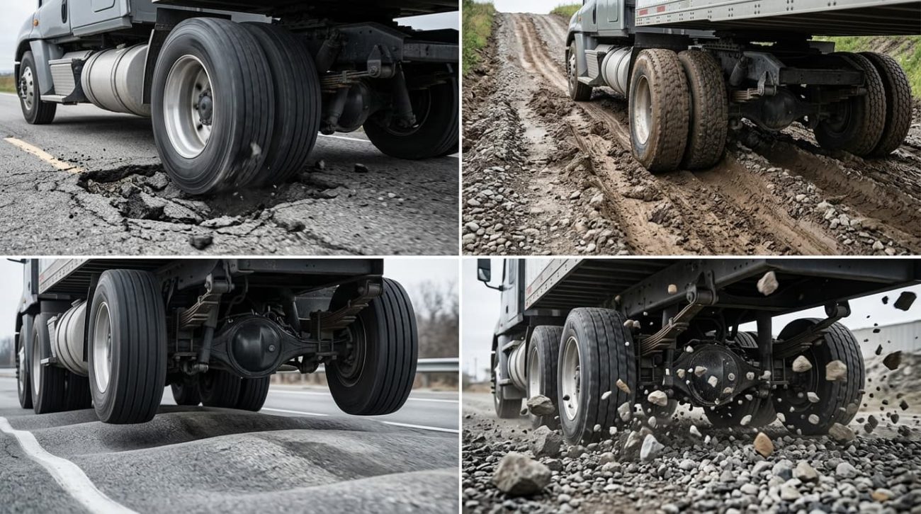 Different road conditions led to damage to the truck's axles.