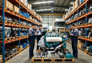 SINOTRUK HOWO truck parts catalog and OEM number verification inside warehouse