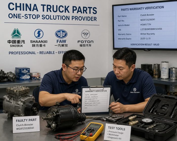 The manufacturer's after-sales team verifies parts warranty information.