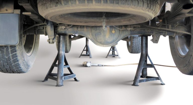 Step-1-Safely-Lift-and-Secure-the-Vehicle-brake-drum
