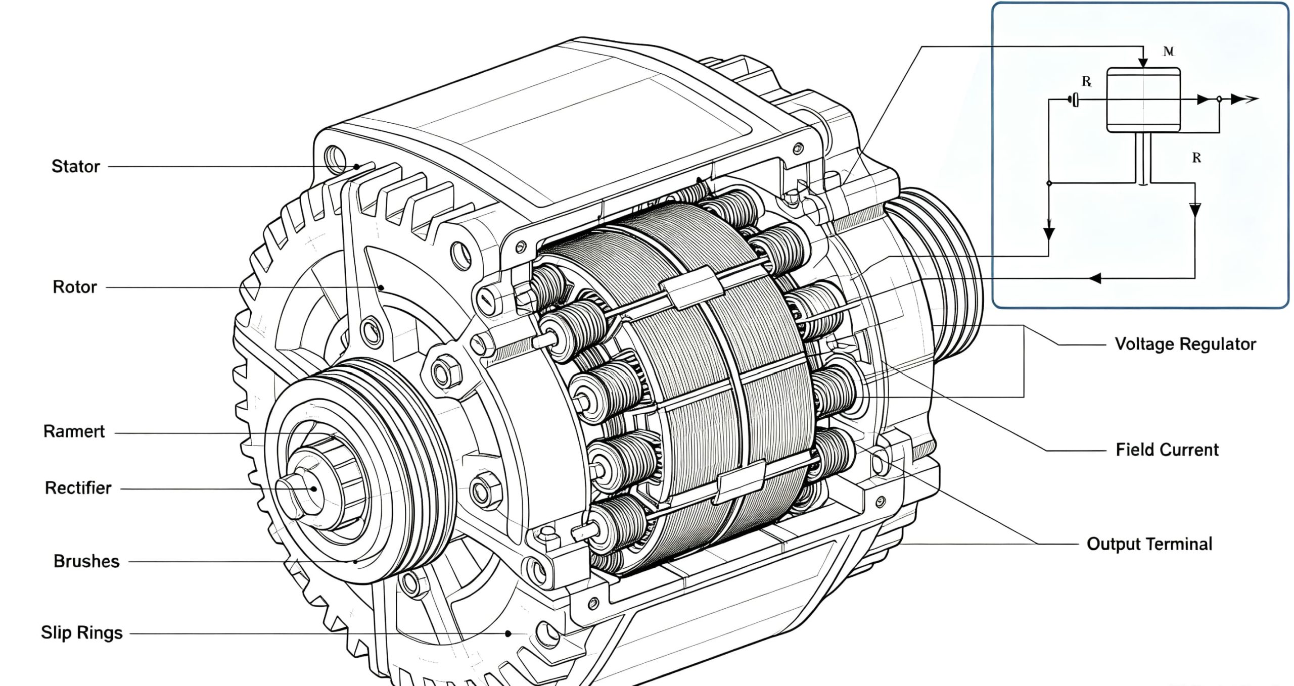 Alternator-with-Integrated-Voltage-Regulator-Diagram