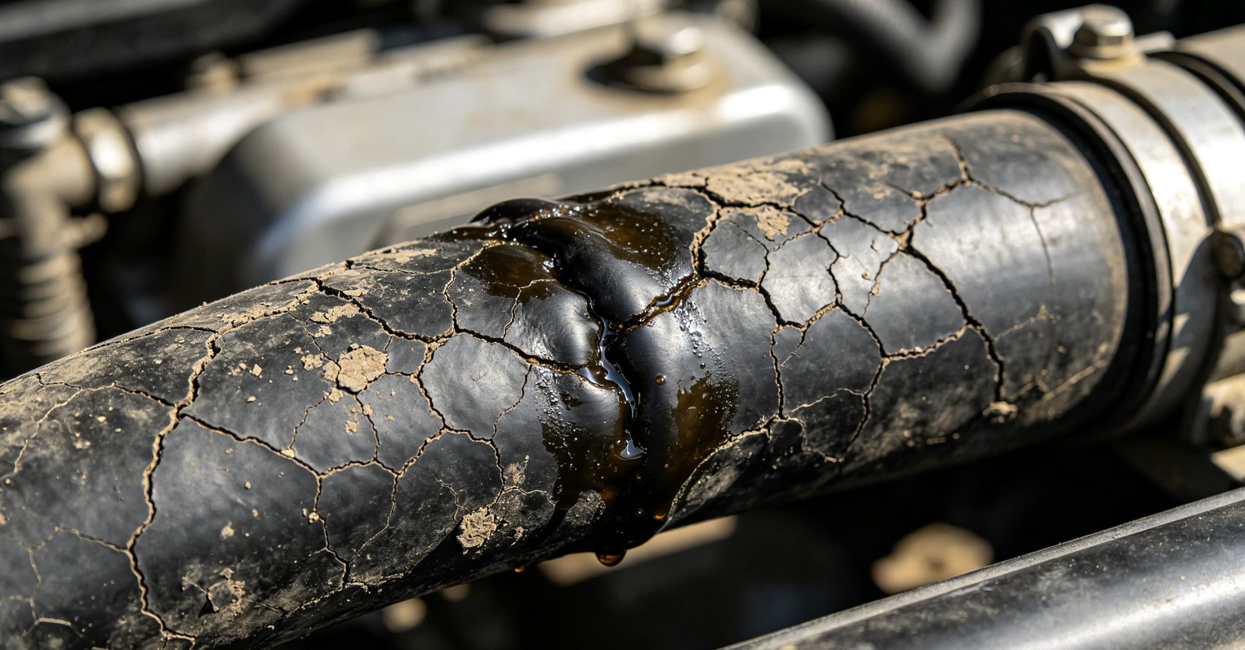 Damaged-Flexible-Fuel-Hose-with-Cracks