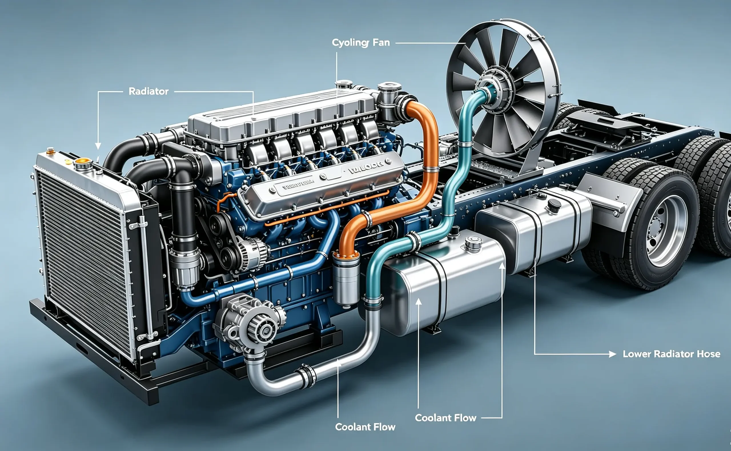 Heavy-Duty Truck Engine Cooling System Overall Layout