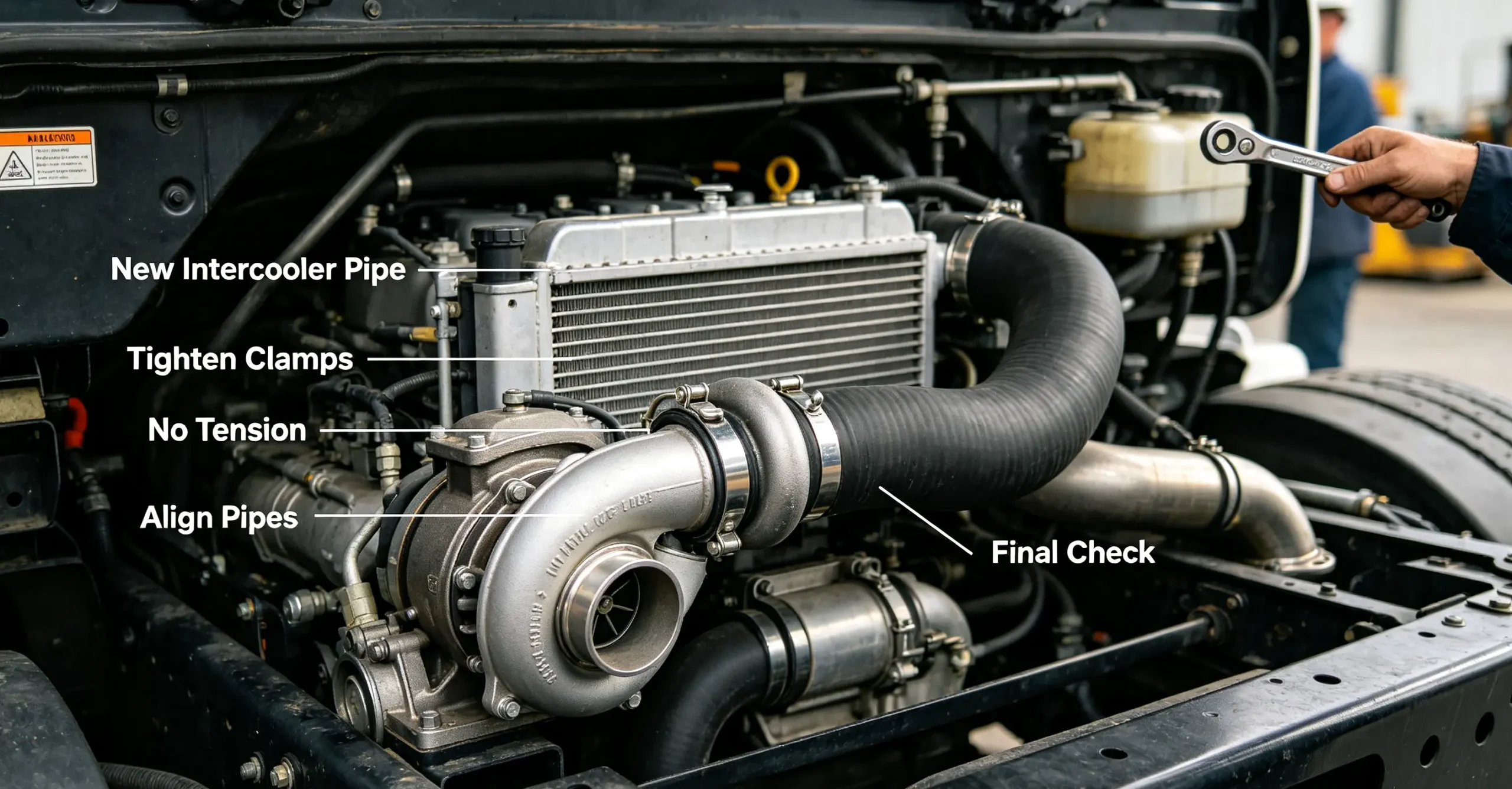 Inspection of newly installed intercooler piping
