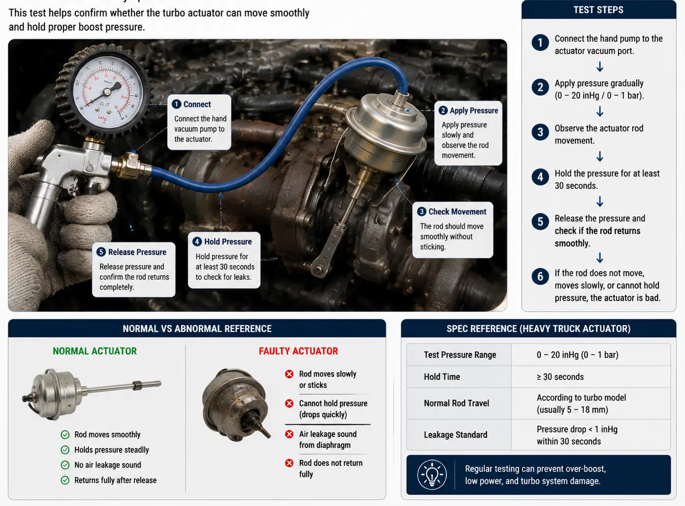 Manual Turbo Actuator Boost Pressure Testing Process