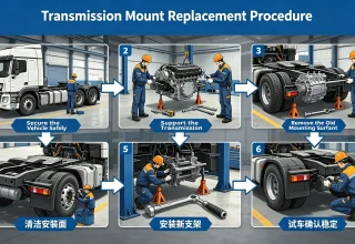 Step-by-step heavy truck transmission mount replacement installation diagram