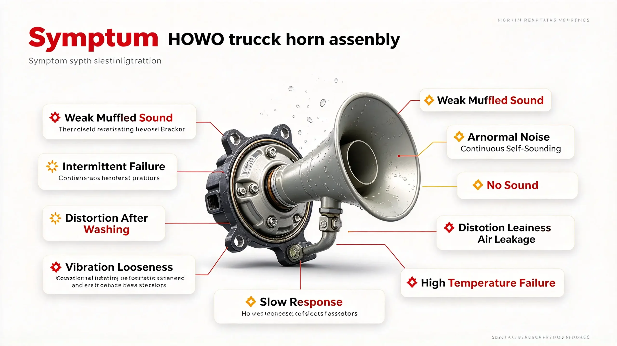 Common failure signs of faulty Sinotruk HOWO truck horn assembly