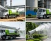 Water spray truck working on construction site for dust suppression and road cleaning