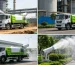 Water spray truck working on construction site for dust suppression and road cleaning