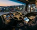 Heavy truck instrument cluster running a self-test while a technician checks it with a diagnostic tool