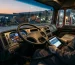 Heavy truck instrument cluster running a self-test while a technician checks it with a diagnostic tool
