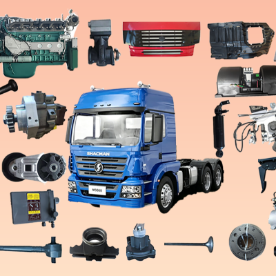 Organized shelves of International truck engine parts