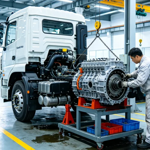Sinotruk Howo gearbox maintenance scene