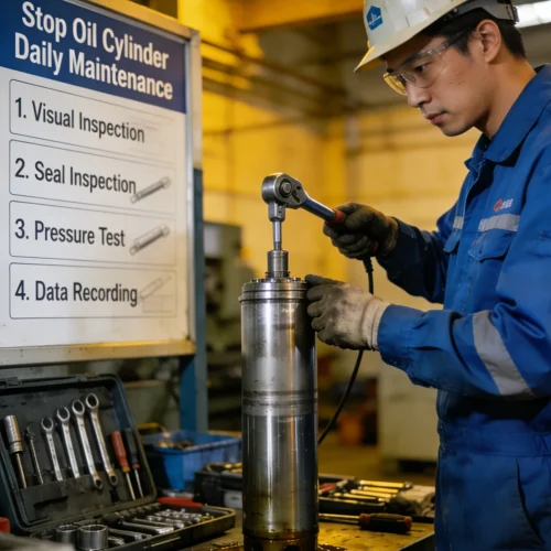 Stop Oil Cylinder Maintenance Scene