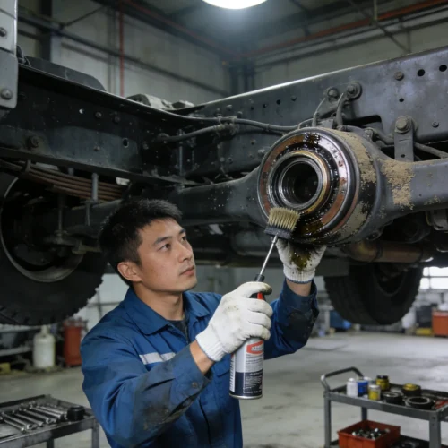 Truck Oil Seal Maintenance Scene